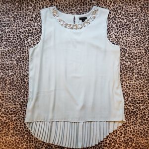 Ann Taylor Seafoam Mint Green Accordion Pleat Embellished Tank Top, NWT, Size S
